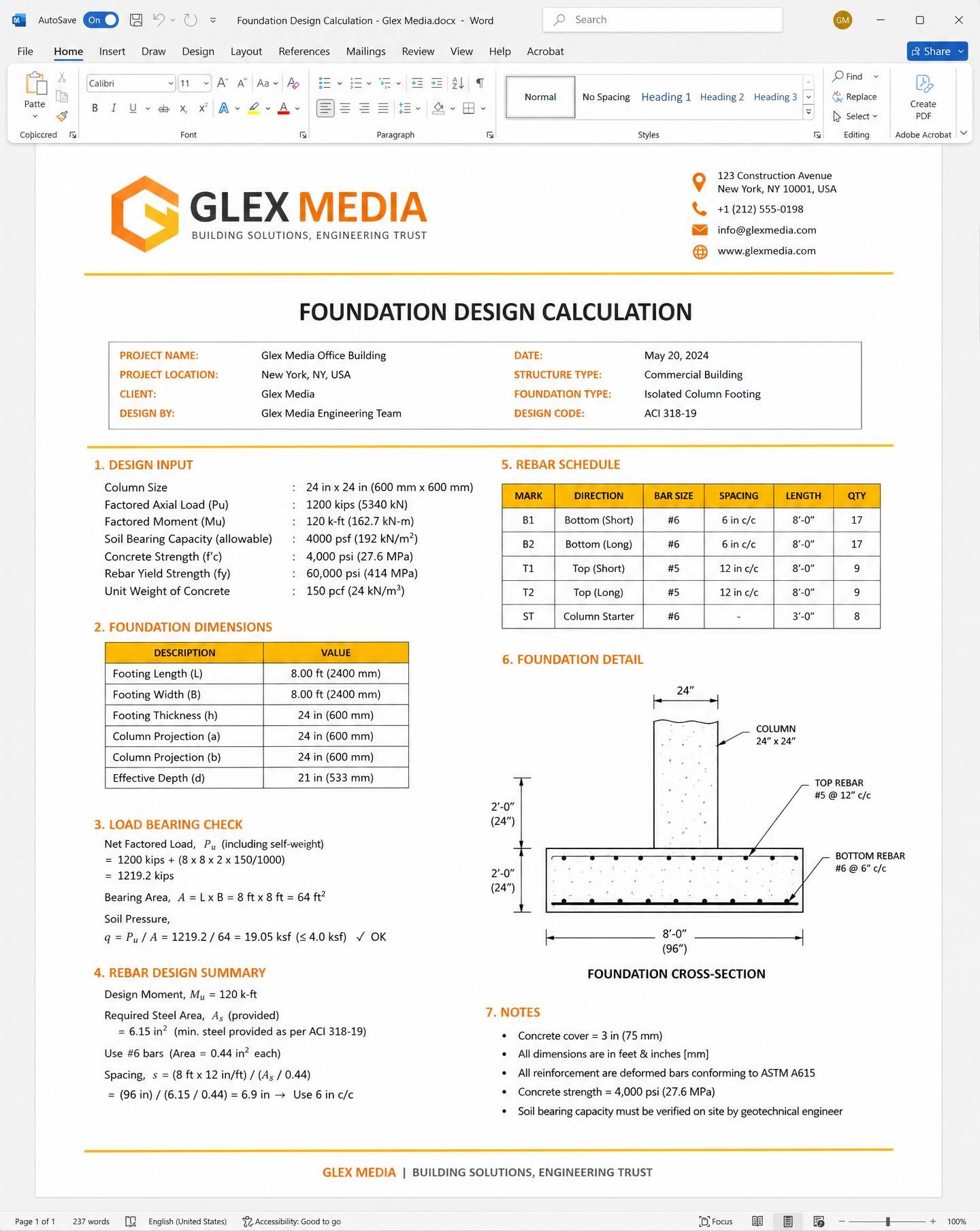 Foundation Design Calculation