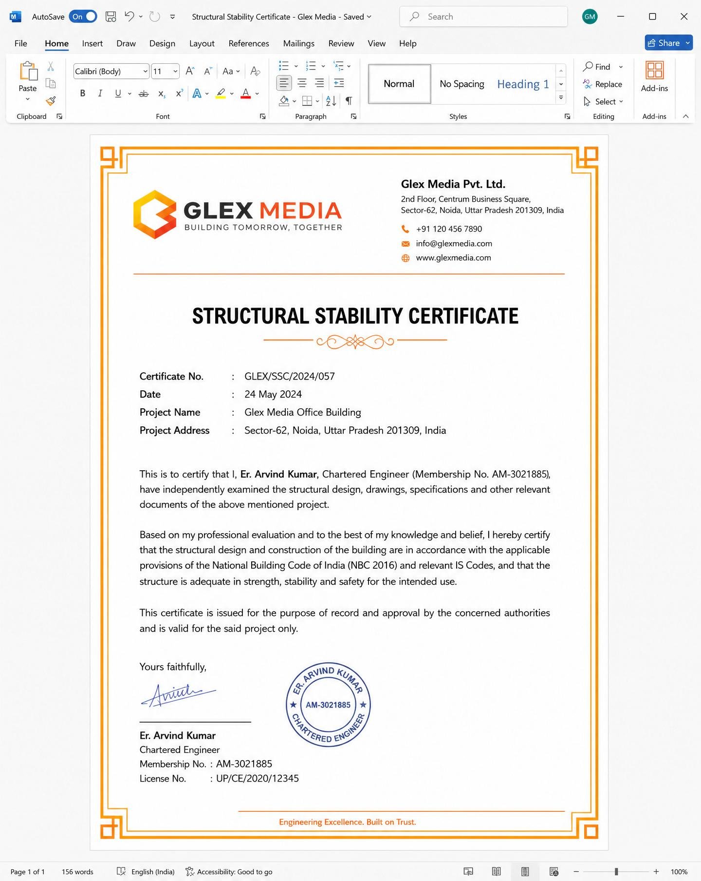 Structural Stability Certificate
