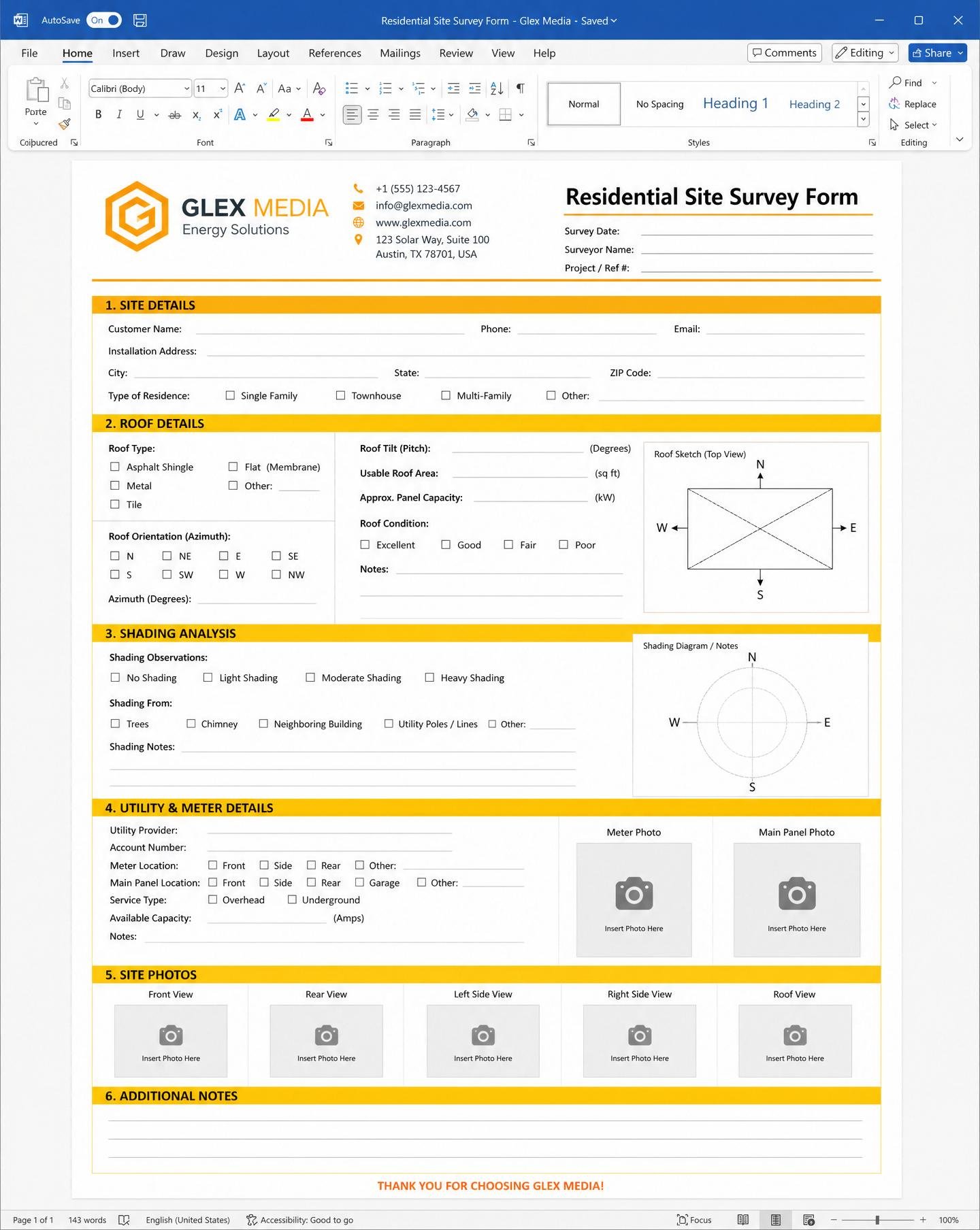 Residential Site Survey Form