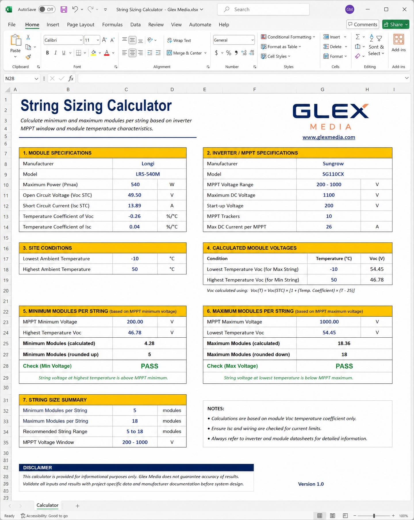 String Sizing Calculator