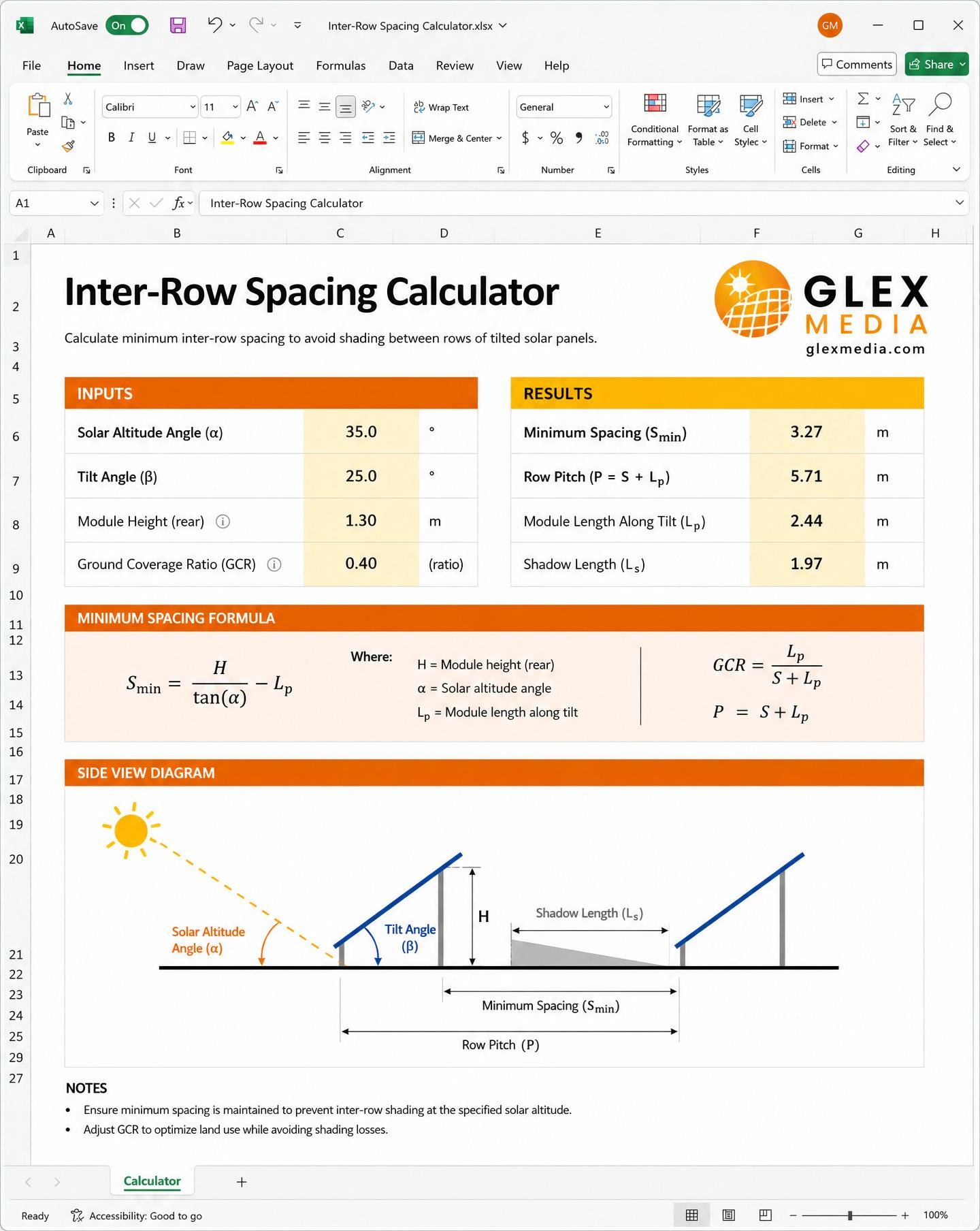 Inter-Row Spacing Calculator